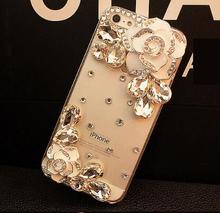 Para iPhone X de Apple XS Max XR 4 4S 5 5S SE 6 6s 7 8 Plus hecho a mano Rosa flor diamante Rhinestone Funda de cristal 2024 - compra barato