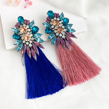 Handmade Big Crystal Flower Earring Vintage Bohemian Rhinestone Color yellow Long Tassel Drop Dangle Earrings for Women Jewelry 2024 - buy cheap