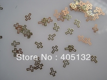 Approx. 1000pcs/bag Metal Gold Cross Design Non-adhesive Metal Slices Nail Art Decoration Non-adhesive Sticker MS-212-2 2024 - buy cheap