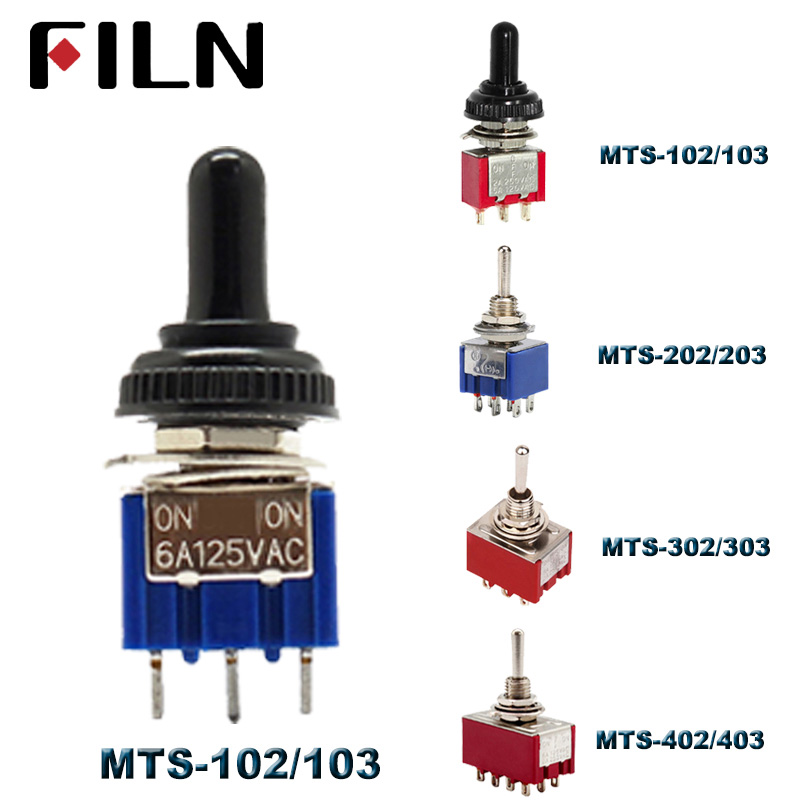 Mini Toggle Switch MTS-102/3 MTS-202/3 3 Pin/6Pin ON/ON 6A125VAC/3A 250VAC SPST 