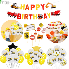 Excavator Vehicle Birthday Balloons Truck Cake Topper Happy Birthday Banner Construction Birthday Party Decor Kids Baby Shower 2024 - buy cheap