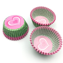 Utensílios de decoração de cupcake e casamento, 100 pontos verdes, coração, copo de cozimento, bandeja, 2024 - compre barato