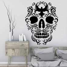 Pegatinas de pared respetuosas con el medio ambiente, patrones de cabeza de calavera de la muerte, decoración del hogar, pegatinas de vinilo Mural, calcomanías de Y-123 2024 - compra barato