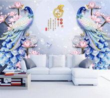 beibehang Custom wallpaper 3d mural stereo relief peacock magnolia TV background wall decorative painting 5d wallpaper 8d murals 2024 - buy cheap