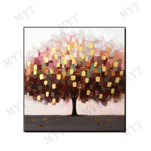 Cheap Beautiful picture Handmade abstract Oil Painting On Canvas gold tree scenery Wall art For Living Room Home Decor unframed 2024 - buy cheap