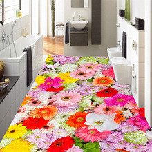 Papel de parede com flores coloridas, papel de parede autoadesivo em pvc para decoração de banheiro e quarto 2024 - compre barato