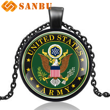Новое винтажное черное ожерелье армии США для мужчин и женщин, стеклянная бижутерия 2024 - купить недорого