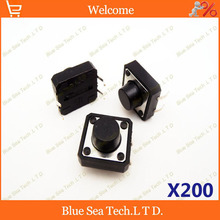 200 pcs 12*12*7mm Round Tactile Push Button Switch/Micro switch,12X12X7MM DIP button switch black 2024 - buy cheap