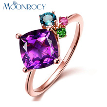 Moonrocy anéis de zircônia cúbica colorido boêmia joia atacado cor ouro rosa roxo festa cristal anéis presente para as mulheres 2024 - compre barato
