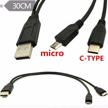 USB 3,1 Type C зарядный кабель Duttek многофункциональный 2 в 1 зарядный кабель, USB 2,0 A папа к USB C Type C папа и Micro USB 2024 - купить недорого
