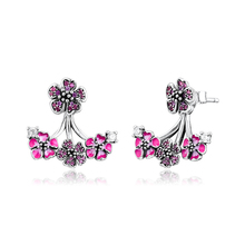 CKK Earrings PEACH BLOSSOM FLOWERS Stud Earring for Women Sterling Silver 925 Jewelry Pendientes Earings Earing Brincos Aretes 2024 - buy cheap