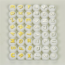 100Pcs Gold/Silver Color 10mm Letter Beads Random Mixed Cubic Acrylic White Alphabet Beads 10mm faceted beads For DIY Necklace 2024 - buy cheap