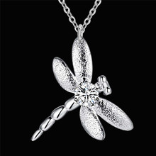 Hot brand design Silver color dragonfly pendant necklace with zircon fashion jewelry beautiful Cute wedding gift for woman 2024 - buy cheap