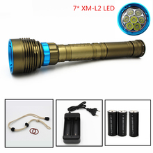 Linterna de buceo LED impermeable 7 x CREE XML-T6 XM-L2 8400LM 3 modos 70W bajo el agua 100M, fuente de antorcha 18650 26650 cargador 2024 - compra barato