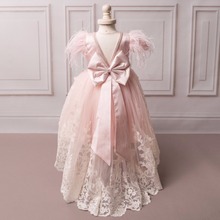 Vestido de fiesta rosa de flores para niña, ropa de primera calidad para niña, vestidos de princesa de unión, novedad 2024 - compra barato