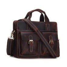 Saco de couro genuíno dos homens maleta de couro cavalo louco computador portátil bolsa de negócios saco do mensageiro café bolsa hombre 2024 - compre barato