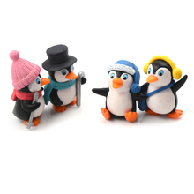Figuras en miniatura de pingüino de invierno, artesanía artesanal, 4 Uds., Mini figuras de Navidad para decoración de jardín de hadas, gnomos terrarios con musgo 2024 - compra barato