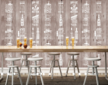 Custom vintage wallpaper, wood grain hand painted beer bottles for the living room bedroom background wall waterproof wallpaper 2024 - buy cheap