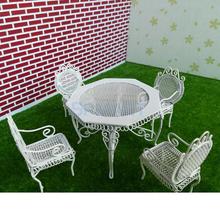 1/12 Scale Dollhouse Miniature Furniture White or Black Octagonal Table with 4 Chairs Model Set for 12th Dolls House Accessory 2024 - buy cheap