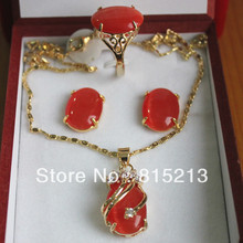 ddh0428 New - natural orange-red cat's eye ( Pendant Earrings Rings ) Jewelry Sets 2024 - buy cheap