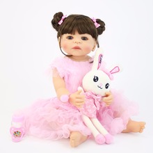 55cm Full Silicone Reborn Baby Doll Toy Like Real Girl Boneca Vinyl Newborn Babies Princess Toddler Bebe Alive Birthday Present 2024 - buy cheap