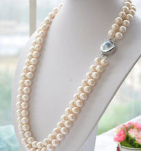 FREE SHIPPING HOT sell new Style >>>>New 2 Rows 10-11mm white south sea round Pearl necklace mabe Clasp 18-19" 2024 - buy cheap