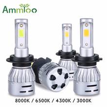 AmmToo Car Headlight H7 LED H4 Bulbs 9005 9006 H1 H11 Led Lamp HB3 HB4 Led Light 72W 8000Lm COB Auto 3000K 4300K 6500K 8000K 12V 2024 - buy cheap