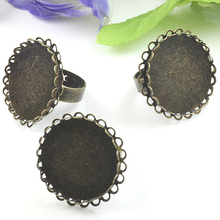 50pcs Cabochon 25mm Lace Pad ring blank with Cameo Tray,AntiqueBronze Ring setting,Handmade DIY Zakka jewelry Finding 2024 - buy cheap