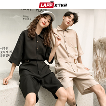 LAPPSTER Jumpsuit Men Harajuku Belt 2022 Summer Couple Women Jumpsuit Plus Size Black Cargo Overalls Pants Korean Style Fashion 2024 - buy cheap