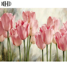 Completo pintura diamante de tulipa redonda 3d faça você mesmo bordado diamante cavalo cristal mosaico artesanato pintura decorativa flores 2024 - compre barato