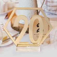 Acrylic Mirror Wedding Seat Card Hexagon Table Number Signs for Birthday Wedding Table Decoration Numbers 2024 - buy cheap