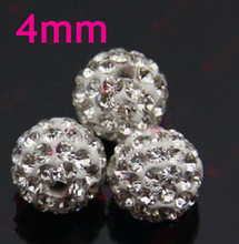 Free Shipping!4mm 100Pcs/Lot white New Micro Pave Disco Ball Crystal crystal  bead for necklace bracelet 2024 - buy cheap