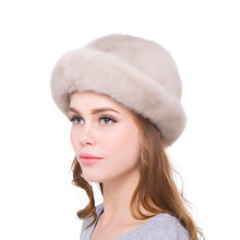 Female Autumn and Winter Hats Natural Mink  Handmade Real Fur Cap Size Adjustable  Fashion New 2024 - buy cheap