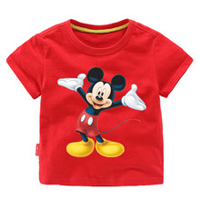 Camiseta de Mickey para niños, a la moda ropa de manga corta de algodón, con estampado de animales, de verano 2024 - compra barato