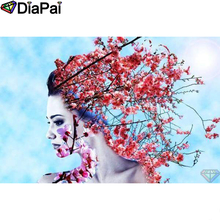 DIAPAI-pintura de diamante 5D DIY 100% "Flor de la belleza", cuadrados o redondos de imitación bordado de diamantes, estilo punto de cruz 3D, decoración, A24273 2024 - compra barato