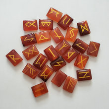 2019 Hot 25pcs Natural red Onyx Stone Viking Runes Amulet Set Reiki Healing Crystals Divination Tumbled Stone bead 2024 - buy cheap