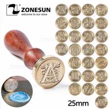 ZONESUN-CERA de sellado de sobre con letras, sello de cobre, arte decorativo, mango de madera, poste de boda, regalos 2024 - compra barato