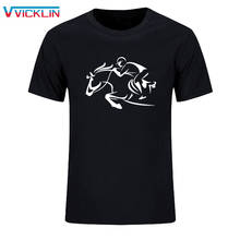 2018 Новая модная мужская футболка с короткими рукавами хлопковая Футболка с круглым вырезом Повседневная футболка с принтом лошади для верховой езды свободная футболка размера плюс XS-XXL 2024 - купить недорого