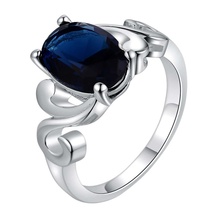 Anillo de joyería de moda plateado de zirconia azul oscuro brillante para mujeres y hombres/YHXIZEQC FXFQJNVP 2024 - compra barato