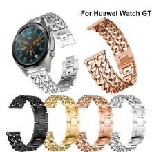 Substituição de luxo bandas cinta banda para huawei relógio gt pulseira aço inoxidável pulseiras relógio inteligente acessórios wearable 2024 - compre barato