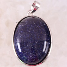 Feminino jóias presente de pedra natural cabochão oval grânulo azul arenito pingente para colar 1 pçs k655 2024 - compre barato