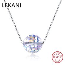 LEKANI 925 Silver Fine Jewelry Colorful Ball Beads Crystals From Swarovski Pendant Necklace Simple Chain Collares For Women Gift 2024 - buy cheap