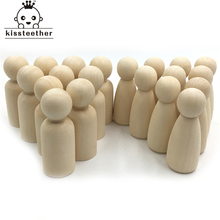 Muñecas de clavija para hombre y mujer, muñecos de madera Natural en blanco y liso mezclado, figuras sin pintar, pastel de boda, familia, regalo de Navidad 2024 - compra barato