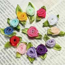 Hot 100 Pieces Ribbons Rose Petals Wedding Flowers Satin Decor Bow Designs DIY Craft Sew Accessories for Clothing Fashion New 2024 - buy cheap