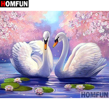 Homfun 5d diy pintura diamante quadrado completo/broca redonda "cisne branco" bordado 3d ponto cruz presente decoração para casa a02007 2024 - compre barato