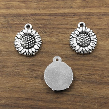 10 pcs sunflower Charm 14.5mm Tibetan Silver Plated Pendants Antique Jewelry Making DIY Handmade Craft 2024 - buy cheap