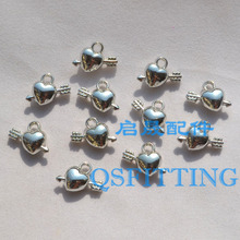 DIY Fashion Jewelry Accessory,19*13MM Heart Shape CCB Beads,Acrylic Charms,Silver Plated 2024 - buy cheap