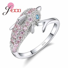 Attractive Cute Dolphin Design Fashion Rings For Women 925 Sterling Silver Shinning Small Crystal Paved Animal Rings 2024 - buy cheap