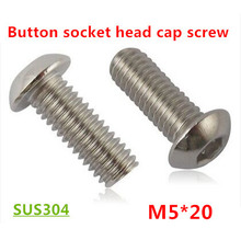 100pcs ISO7380 M5*20 Hexagon Socket Button Head Screws 304 Stainless steel m5x20 Mushroom Allen head Round Machine screws Bolts 2024 - buy cheap