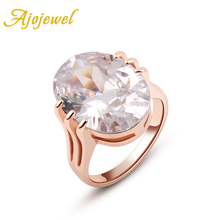 Ajojewel Big Oval Clear Cubic Zircon Wedding Ring Women Luxury Finger Jewelry Party Engagement Ring Wholesale 2024 - buy cheap